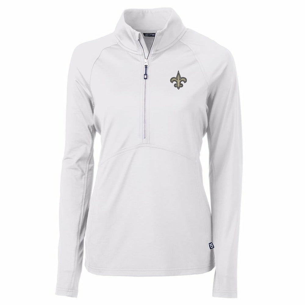 New Orleans Saints Cutter & Buck Women's Adapt Eco Knit Half-Zip Pullover Jacket - White discount