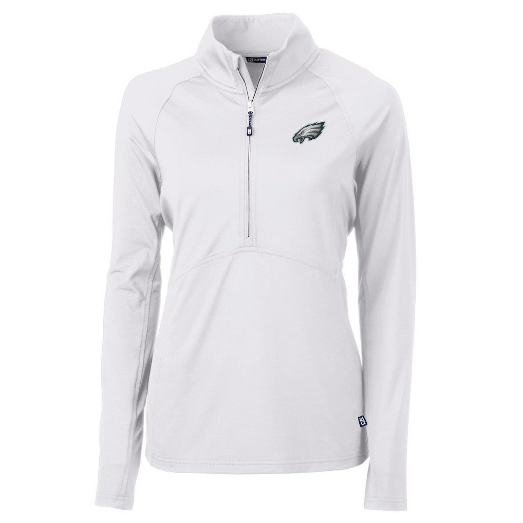 Philadelphia Eagles Cutter & Buck Women's Adapt Eco Knit Half-Zip Pullover Jacket - White discount