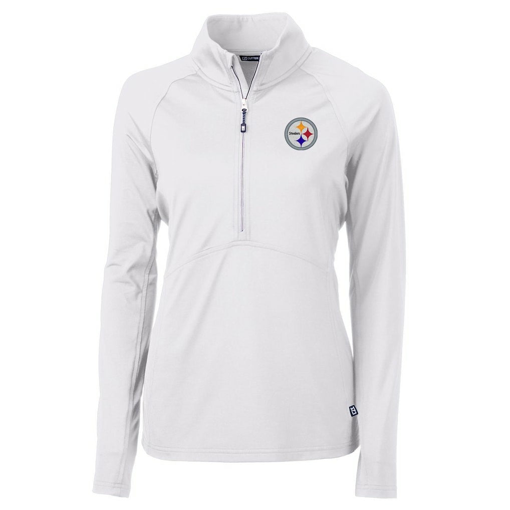 Pittsburgh Steelers Cutter & Buck Women's Adapt Eco Knit Half-Zip Pullover Jacket - White on sale