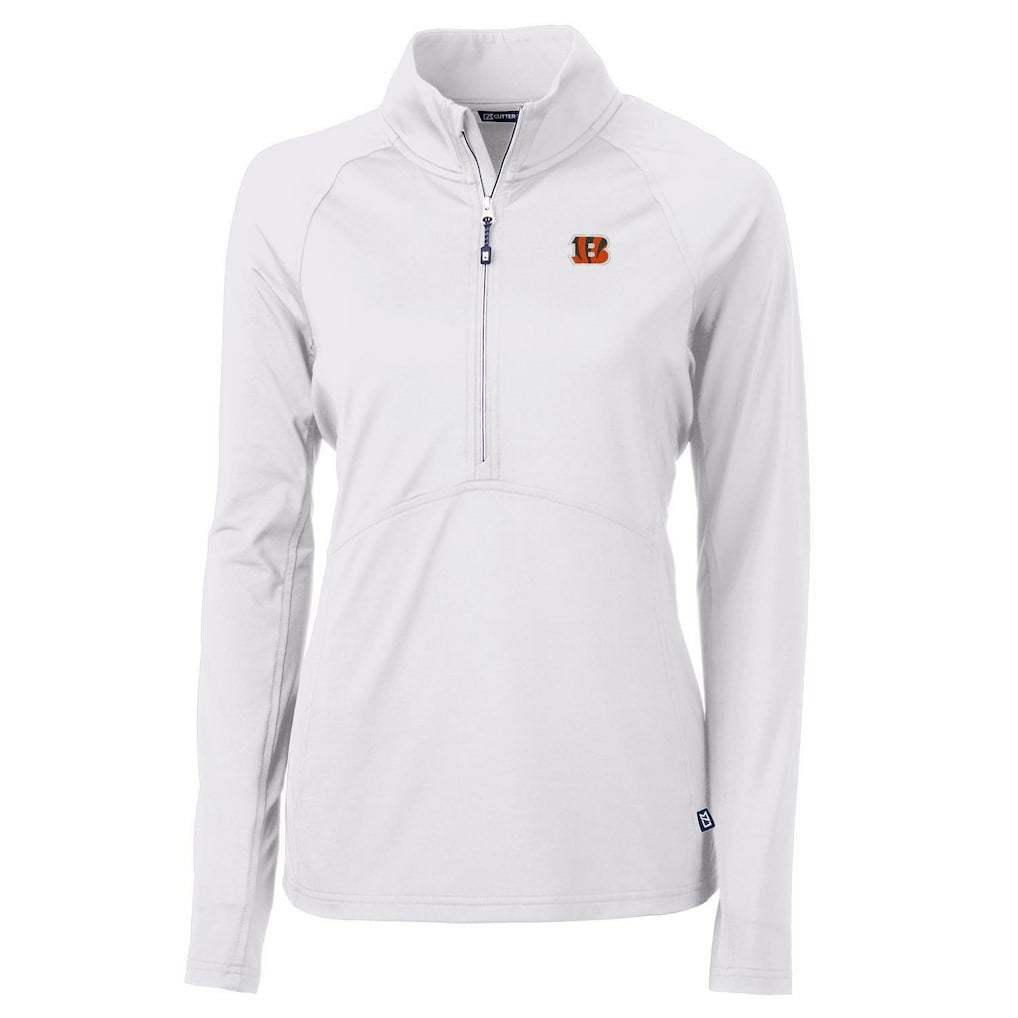 Cincinnati Bengals Cutter & Buck Women's Adapt Eco Knit Half-Zip Pullover Jacket - White sale