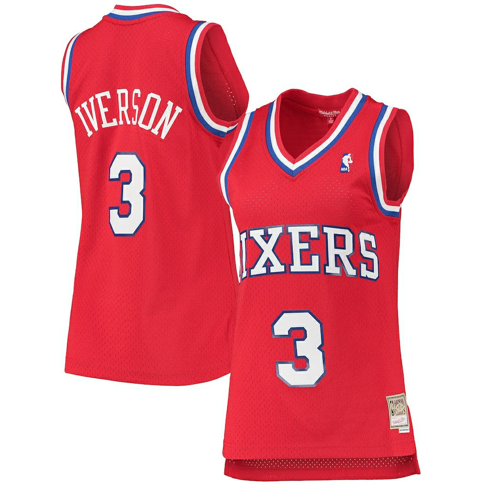 Allen Iverson Philadelphia 76ers Women's 2002/03 Hardwood Classics Swingman Jersey - Red | Mitchell & Ness outlet
