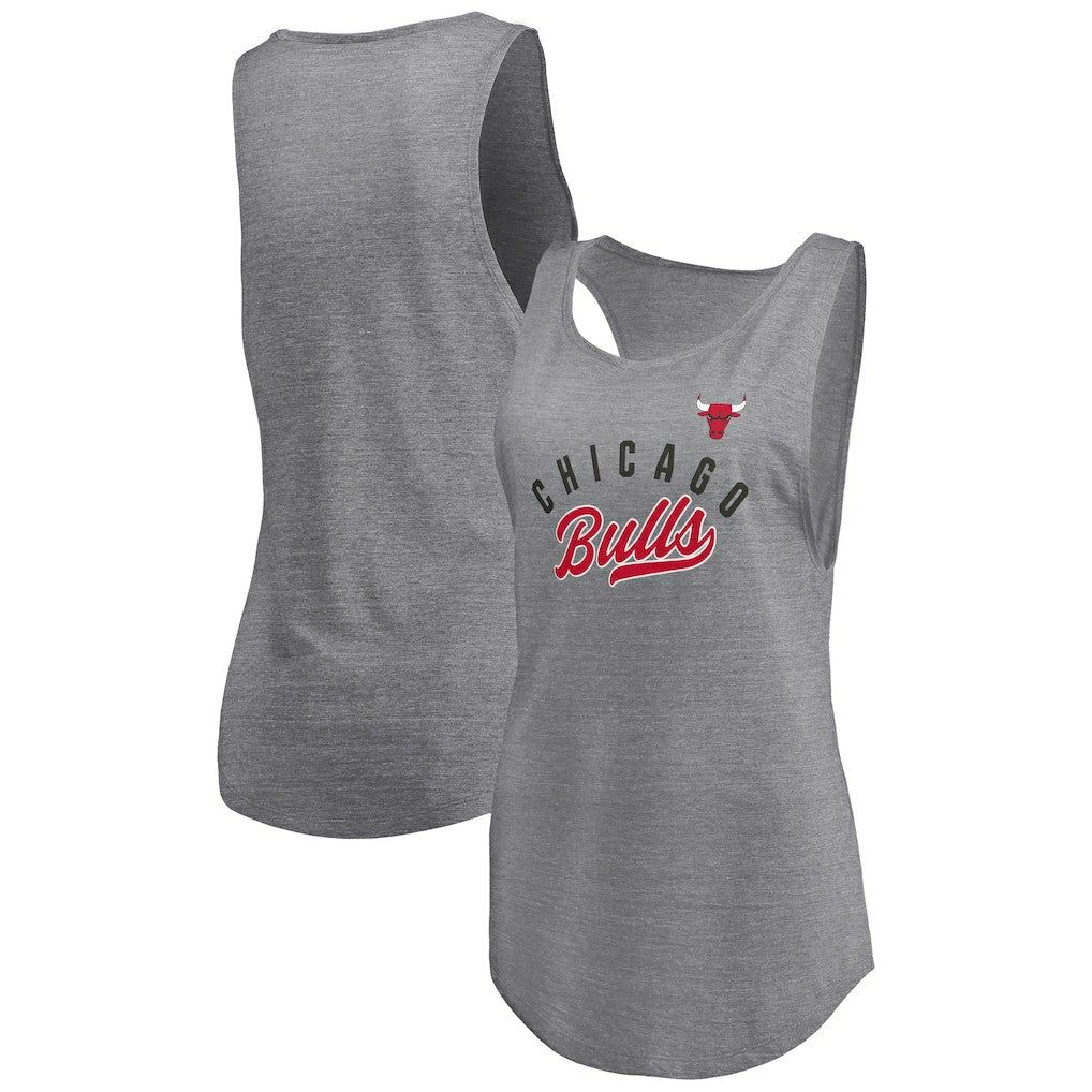 Chicago Bulls Women's Quality Time Open Scoop Neck Tri-Blend Tank Top sale - Heathered Gray | Fanatics outlet