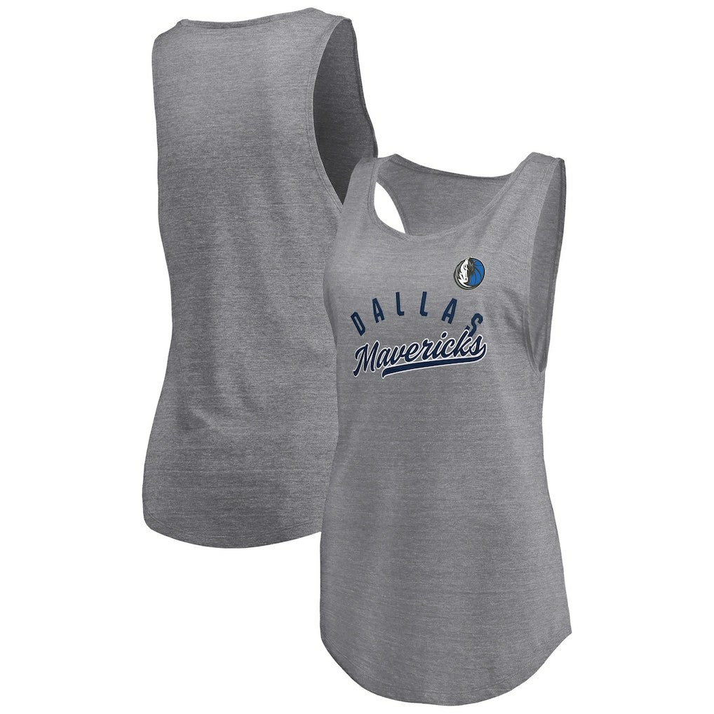 Dallas Mavericks Women's Quality Time Open Scoop Neck Tri-Blend Tank Top sale - Heathered Gray | Fanatics sale