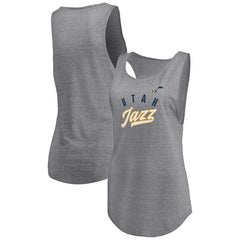 Utah Jazz Women's Quality Time Open Scoop Neck Tri-Blend Tank Top - Heathered Gray | Fanatics shop