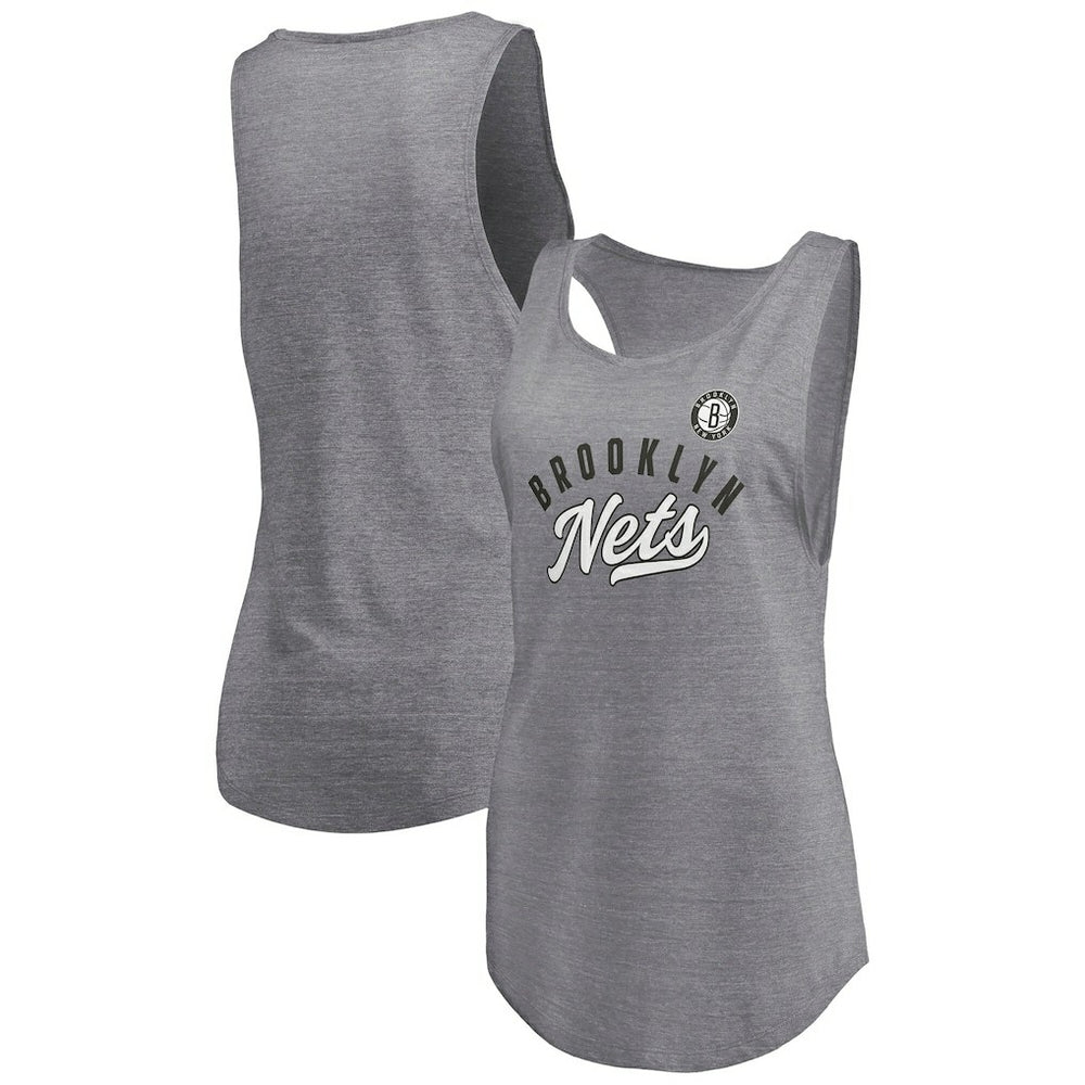Brooklyn Nets Women's Quality Time Open Scoop Neck Tri-Blend Tank Top - Heathered Gray | Fanatics outlet