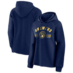 Milwaukee Brewers Women's Perfect Play Raglan Pullover Hoodie - Navy