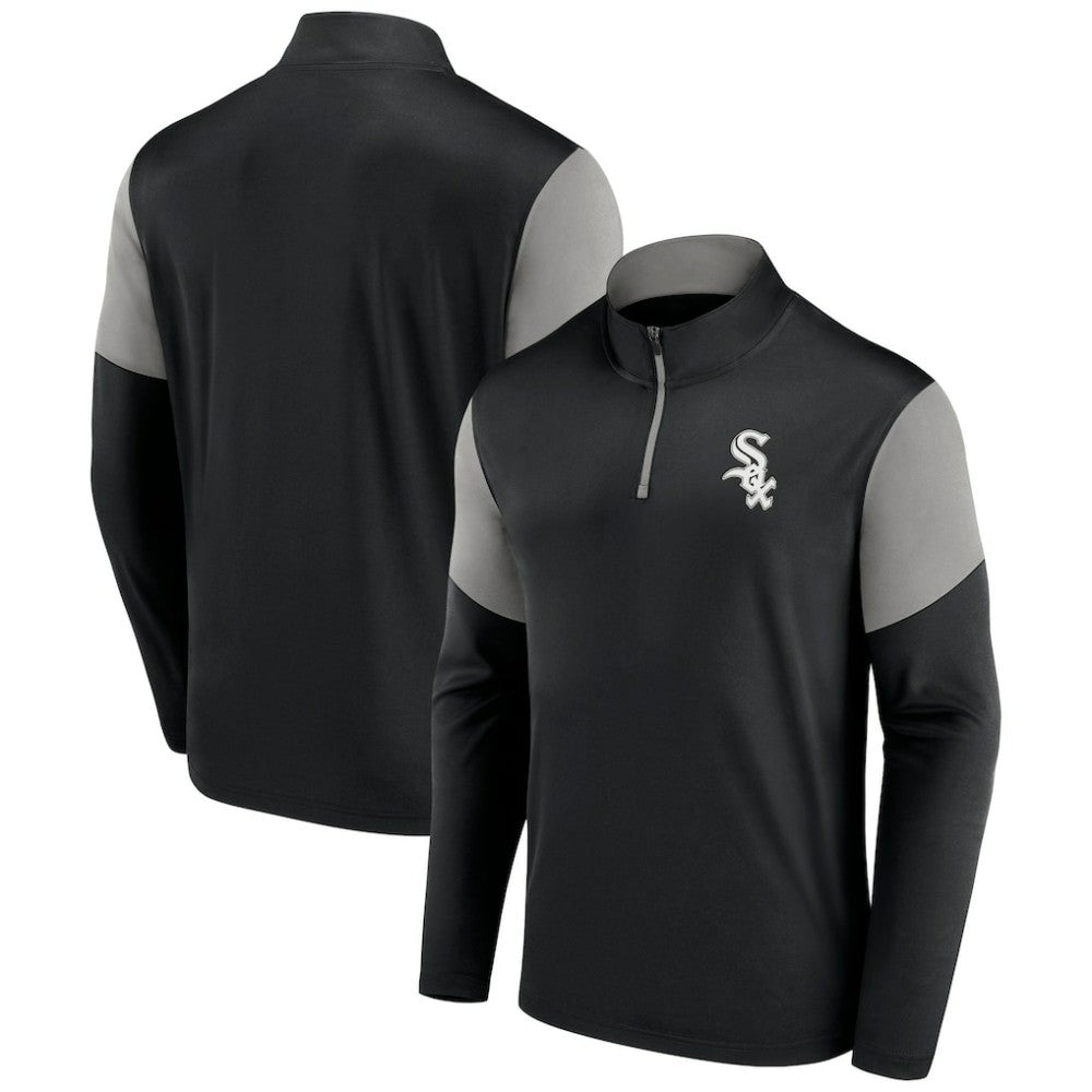 Chicago White Sox Primary Logo Quarter-Zip Top - Black/Gray