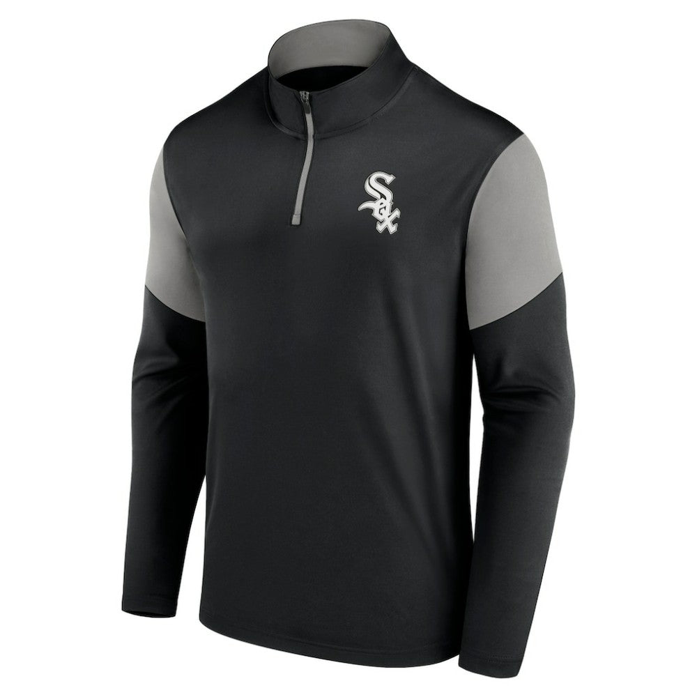 Chicago White Sox Primary Logo Quarter-Zip Top - Black/Gray