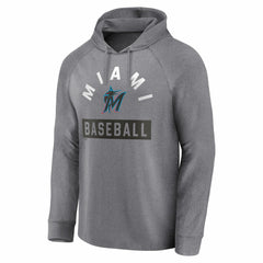 Miami Marlins No Time Off Raglan Pullover Hoodie - Gray