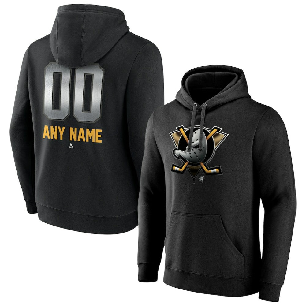 Anaheim Ducks Personalized Midnight Mascot Logo Pullover Hoodie Black