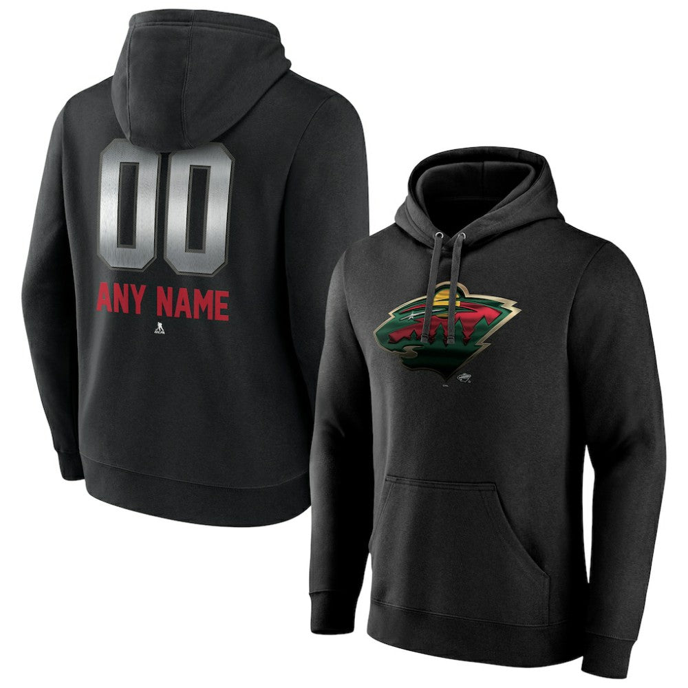 Minnesota Wild Personalized Midnight Mascot Logo Pullover Hoodie Black