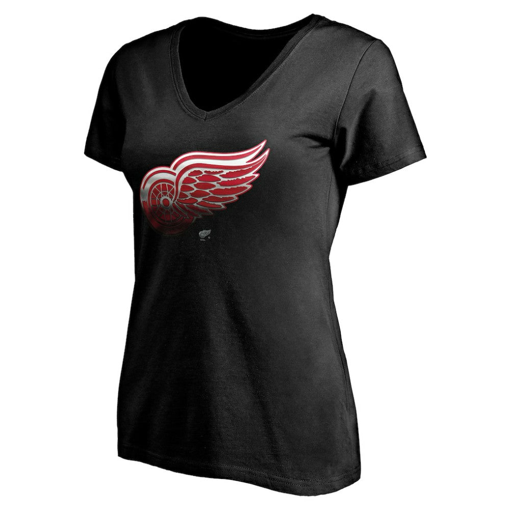 Detroit Red Wings Women's Personalized Midnight Mascot Logo V-Neck T-Shirt Black