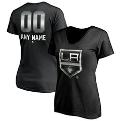 Los Angeles Kings Women's Personalized Midnight Mascot Logo V-Neck T-Shirt Black