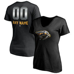 Nashville Predators Women's Personalized Midnight Mascot Logo V-Neck T-Shirt Black
