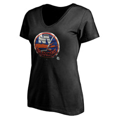 New York Islanders Women's Personalized Midnight Mascot Logo V-Neck T-Shirt Black