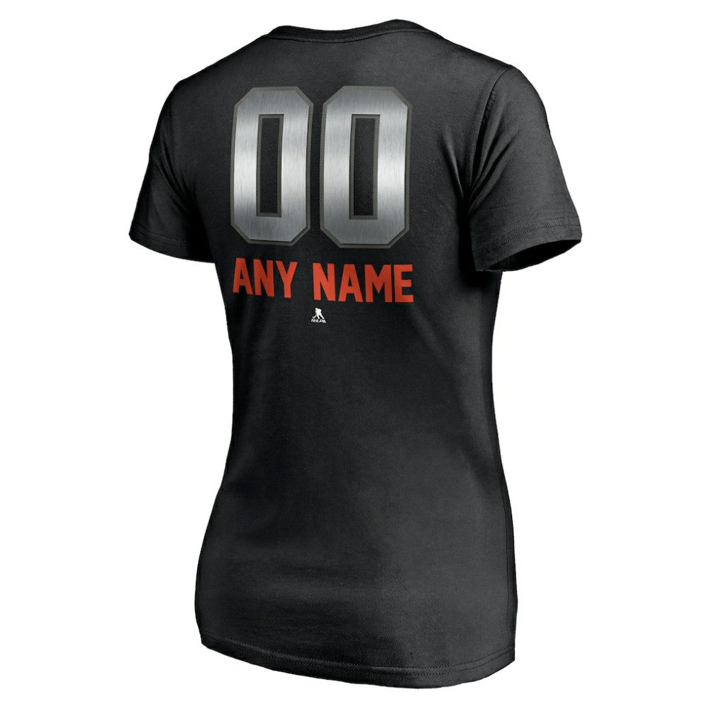 Philadelphia Flyers Women's Personalized Midnight Mascot Logo V-Neck T-Shirt Black