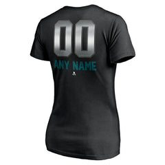 San Jose Sharks Women's Personalized Midnight Mascot Logo V-Neck T-Shirt Black