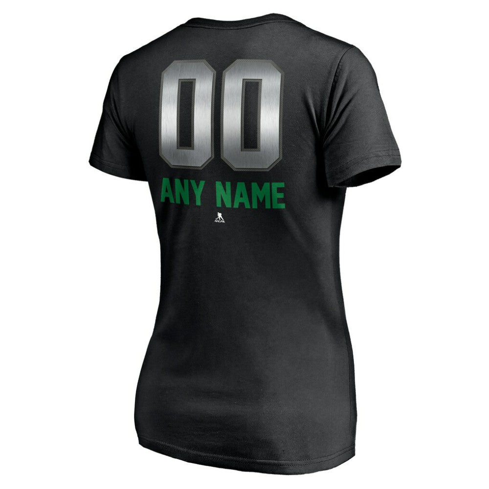 Vancouver Canucks Women's Personalized Midnight Mascot Logo V-Neck T-Shirt Black