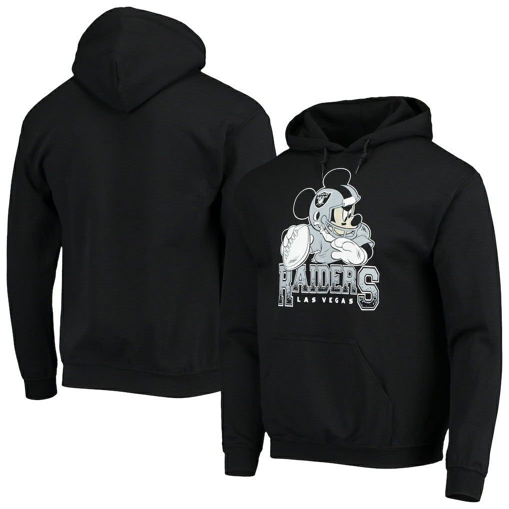 Las Vegas Raiders Junk Food Disney Mickey Quarterback Pullover Hoodie - Black on sale