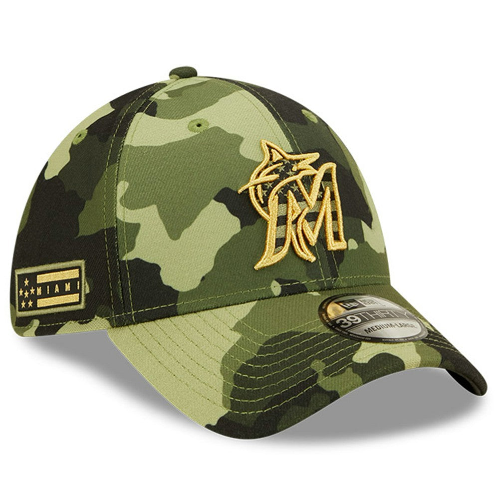 Miami Marlins 2022 Armed Forces Day 39THIRTY Flex Hat - Camo | New Era