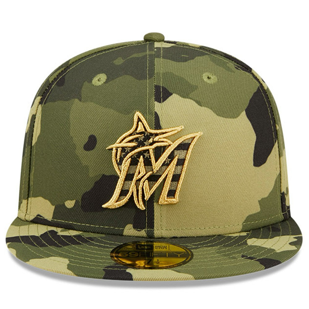 Miami Marlins 2022 Armed Forces Day On-Field 59FIFTY Fitted Hat - Camo | New Era