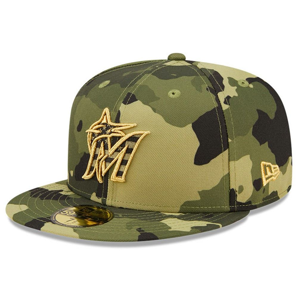 Miami Marlins 2022 Armed Forces Day On-Field 59FIFTY Fitted Hat - Camo | New Era