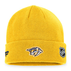 Nashville Predators Fanatics Authentic Pro Rink Cuffed Knit Hat Gold