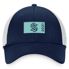 Seattle Kraken Fanatics Authentic Pro Rink Trucker Snapback Hat Deep Sea Blue/White