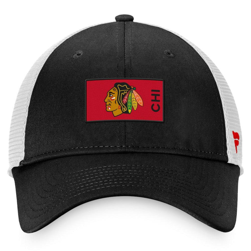 Chicago Blackhawks Fanatics Authentic Pro Rink Trucker Snapback Hat Black/White