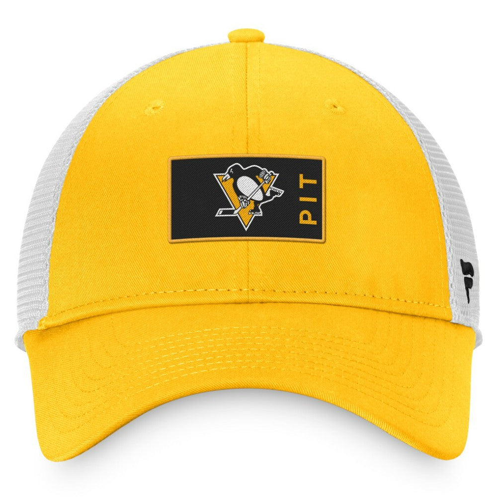 Pittsburgh Penguins Fanatics Authentic Pro Rink Trucker Snapback Hat Gold/White