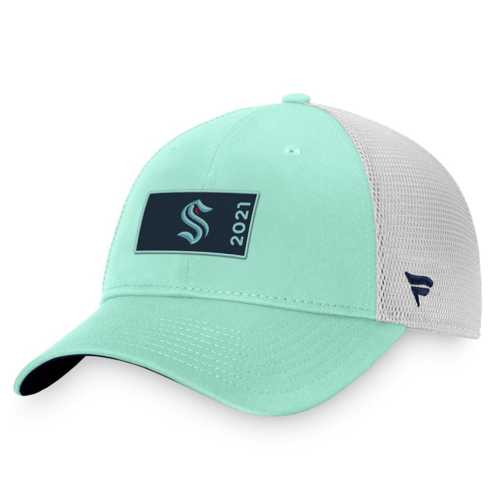 Seattle Kraken Fanatics Authentic Pro Rink Trucker Snapback Hat Light Blue/White