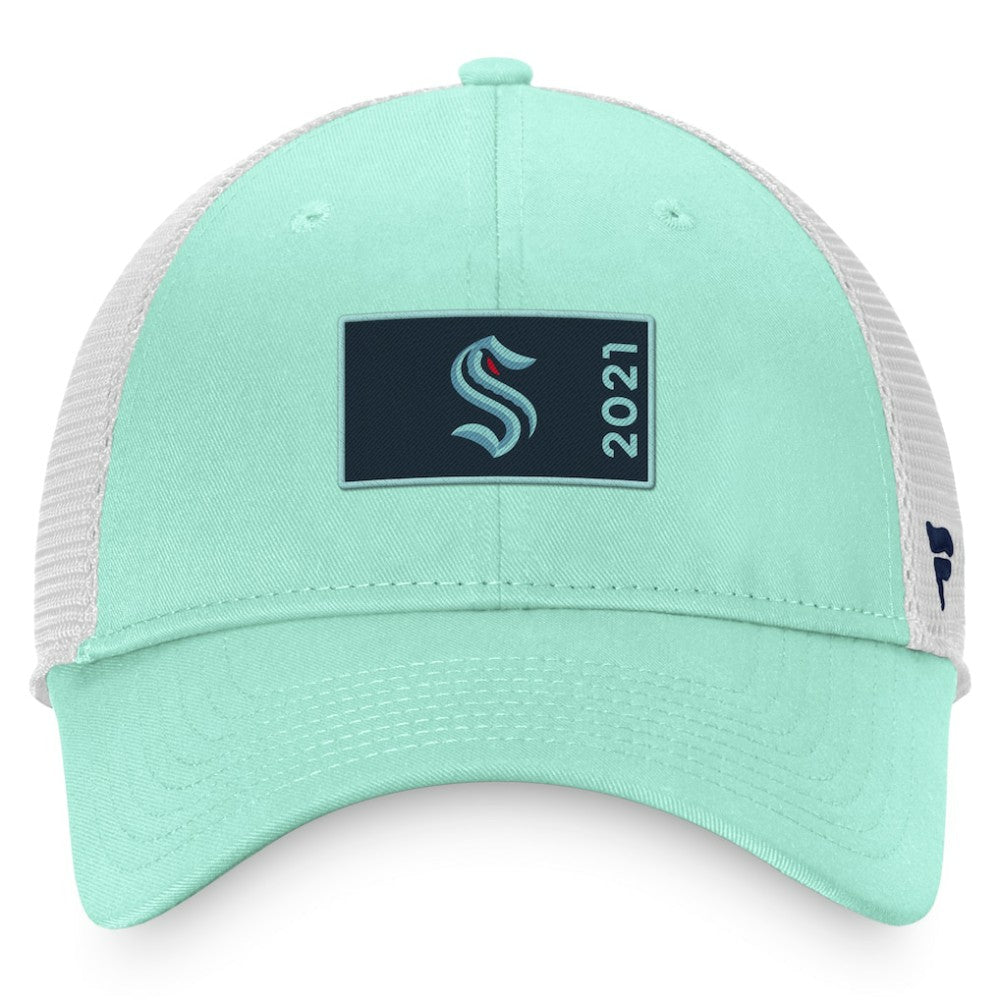 Seattle Kraken Fanatics Authentic Pro Rink Trucker Snapback Hat Light Blue/White