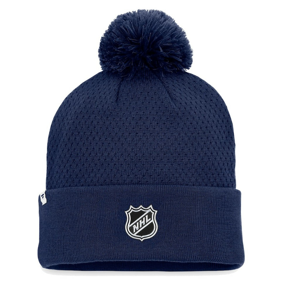 Washington Capitals Fanatics Women's Authentic Pro Road Cuffed Knit Hat with Pom Navy