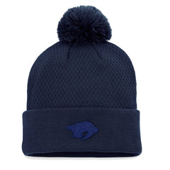 Nashville Predators Fanatics Women's Authentic Pro Road Cuffed Knit Hat with Pom Navy