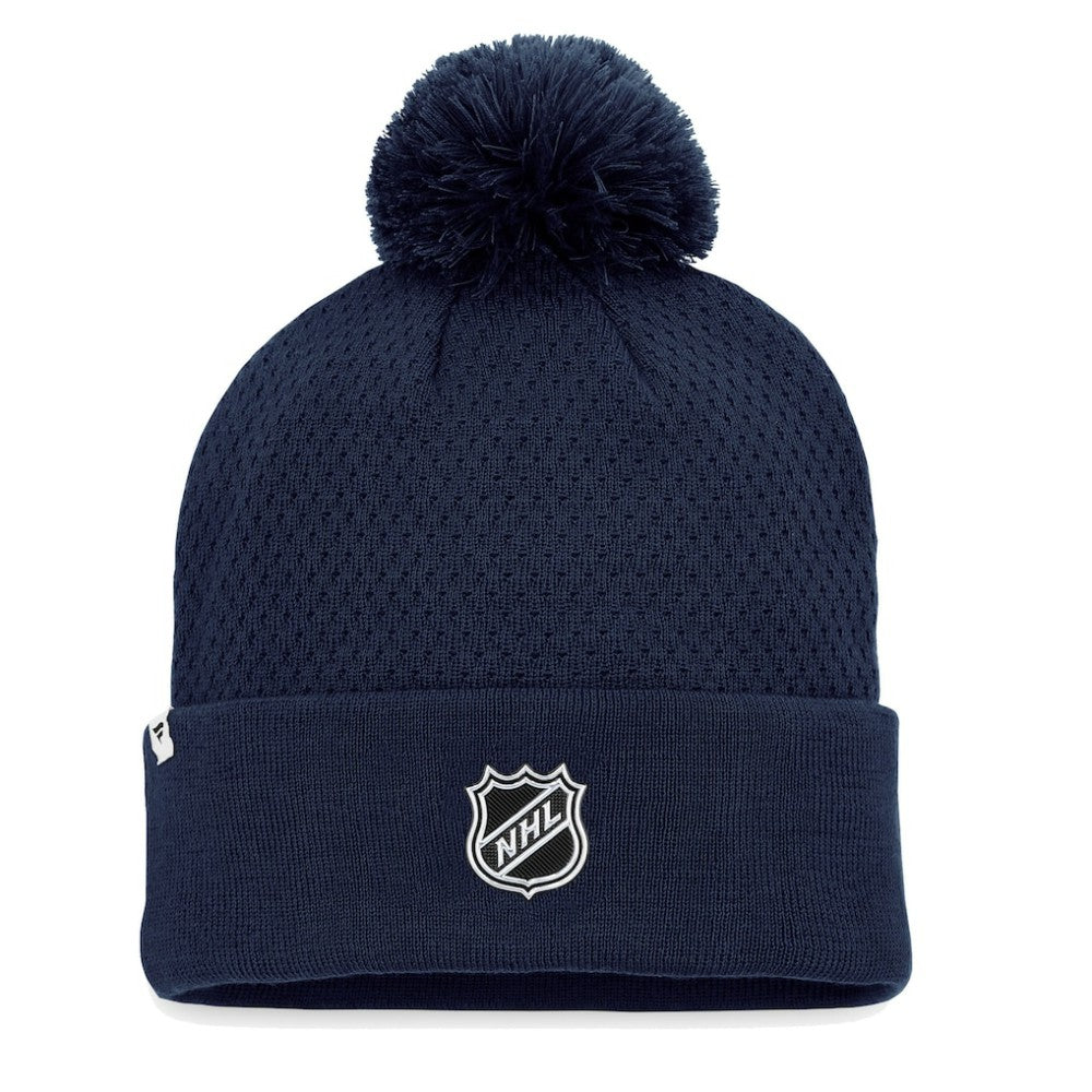 Nashville Predators Fanatics Women's Authentic Pro Road Cuffed Knit Hat with Pom Navy