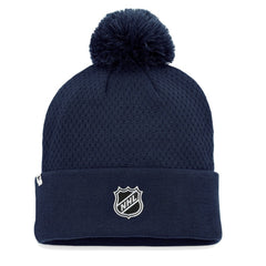 Nashville Predators Fanatics Women's Authentic Pro Road Cuffed Knit Hat with Pom Navy