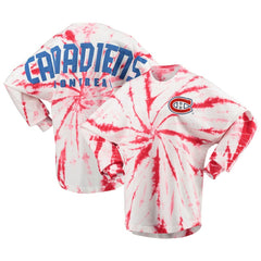 Montreal Canadiens Women's Spiral Tie-Dye Long Sleeve T-Shirt Red