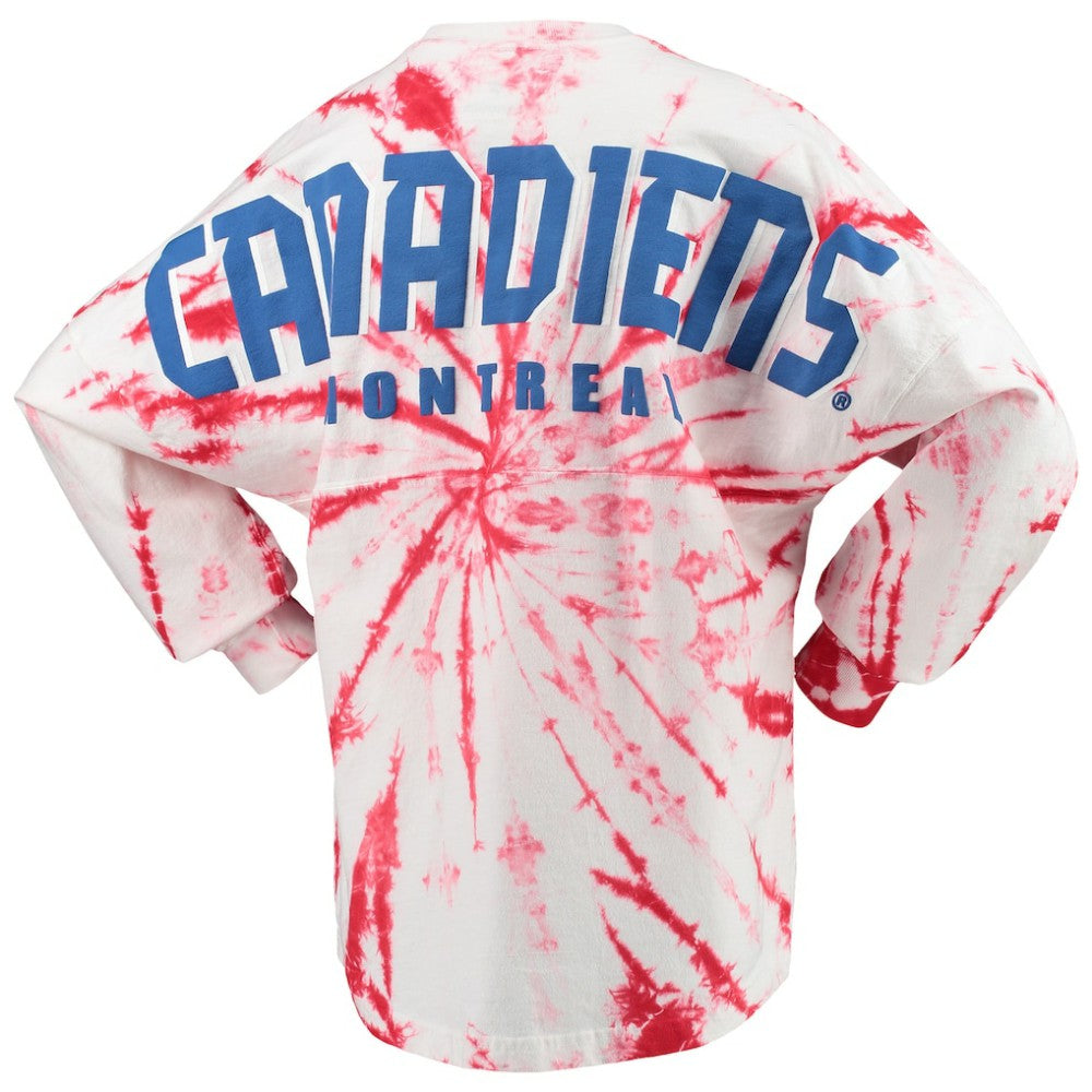 Montreal Canadiens Women's Spiral Tie-Dye Long Sleeve T-Shirt Red