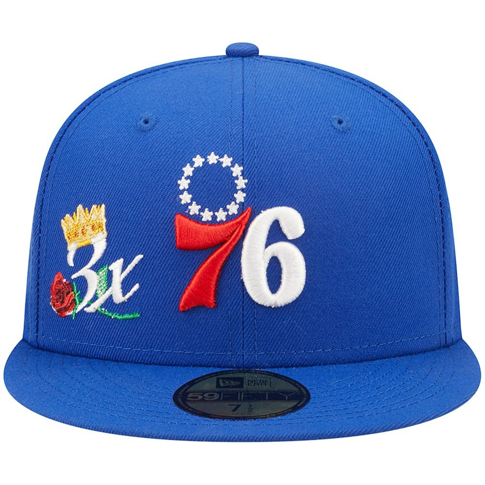 Philadelphia 76ers 3x NBA Finals Champions Crown 59FIFTY Fitted Hat - Royal | New Era on sale