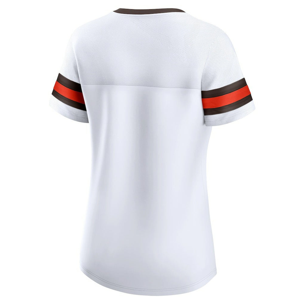 Cleveland Browns Women's Brownie The Elf Gridiron Classics Sunday Best Lace-Up T-Shirt - White for sale