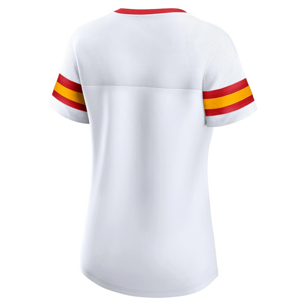 Kansas City Chiefs Women's Sunday Best Lace-Up T-Shirt - White on sale