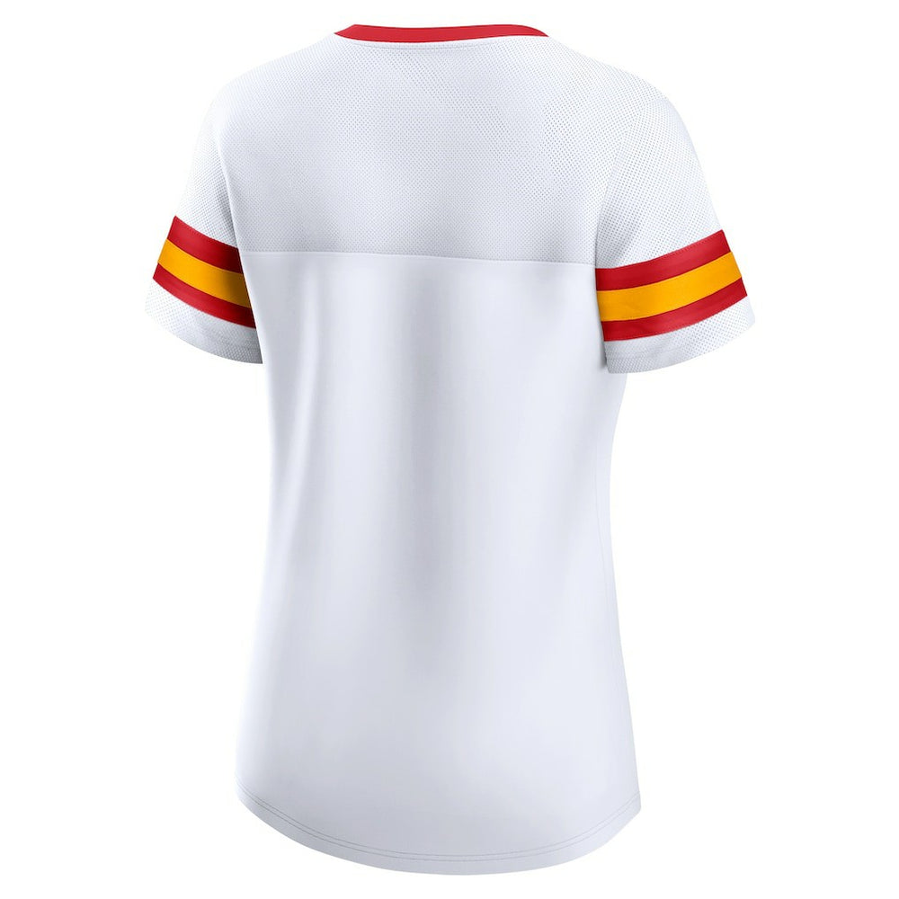 Kansas City Chiefs Women's Sunday Best Lace-Up T-Shirt - White on sale