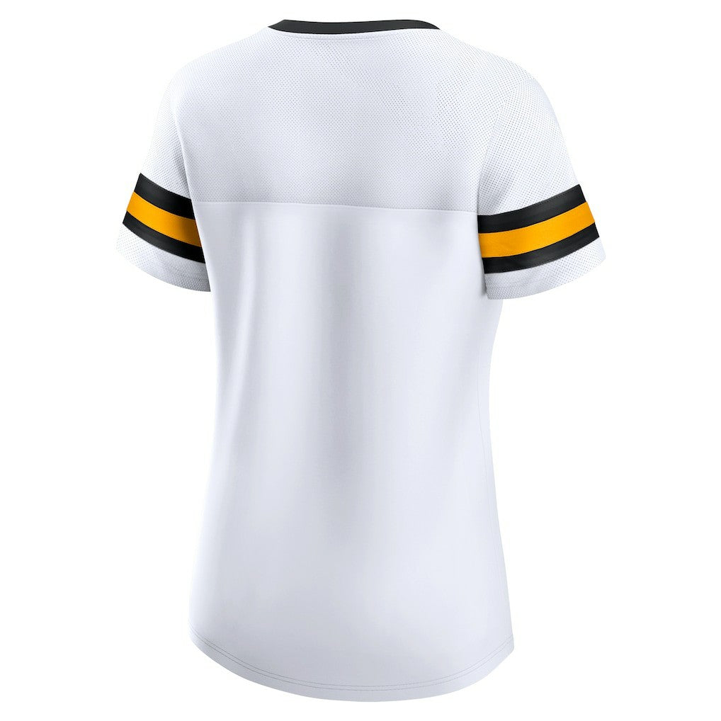 Pittsburgh Steelers Women's Sunday Best Lace-Up T-Shirt - White outlet