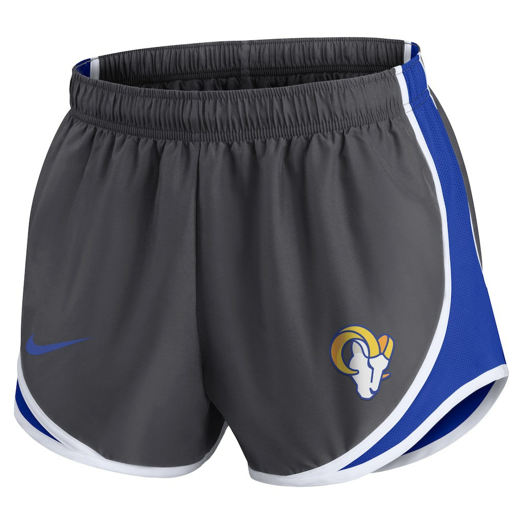 Los Angeles Rams Women's Team Logo Performance Tempo Shorts - Charcoal | Nike for sale