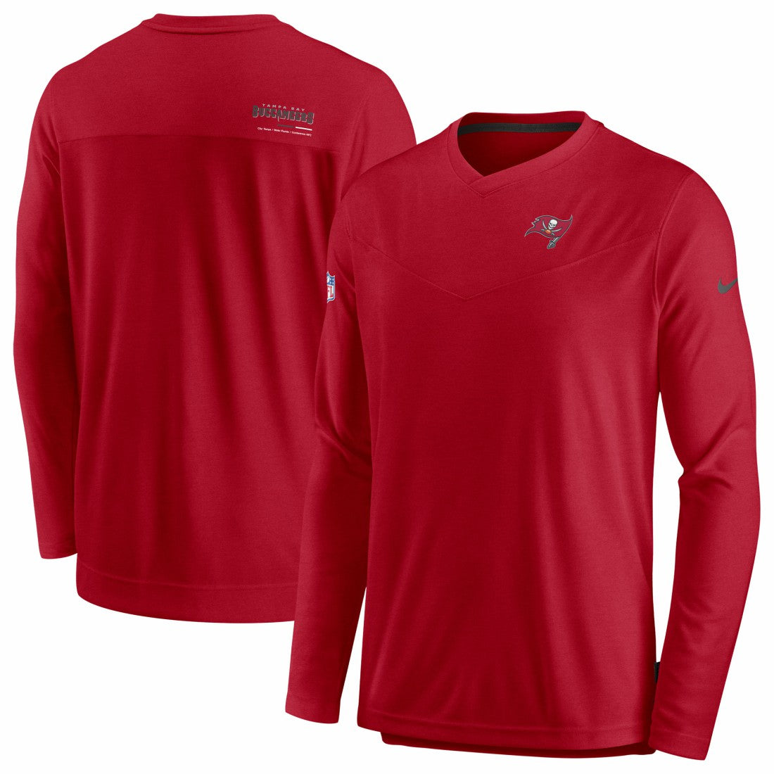 Tampa Bay Buccaneers Sideline Coach Chevron Lock Up Long Sleeve V-Neck Performance T-Shirt - Red | Nike discount