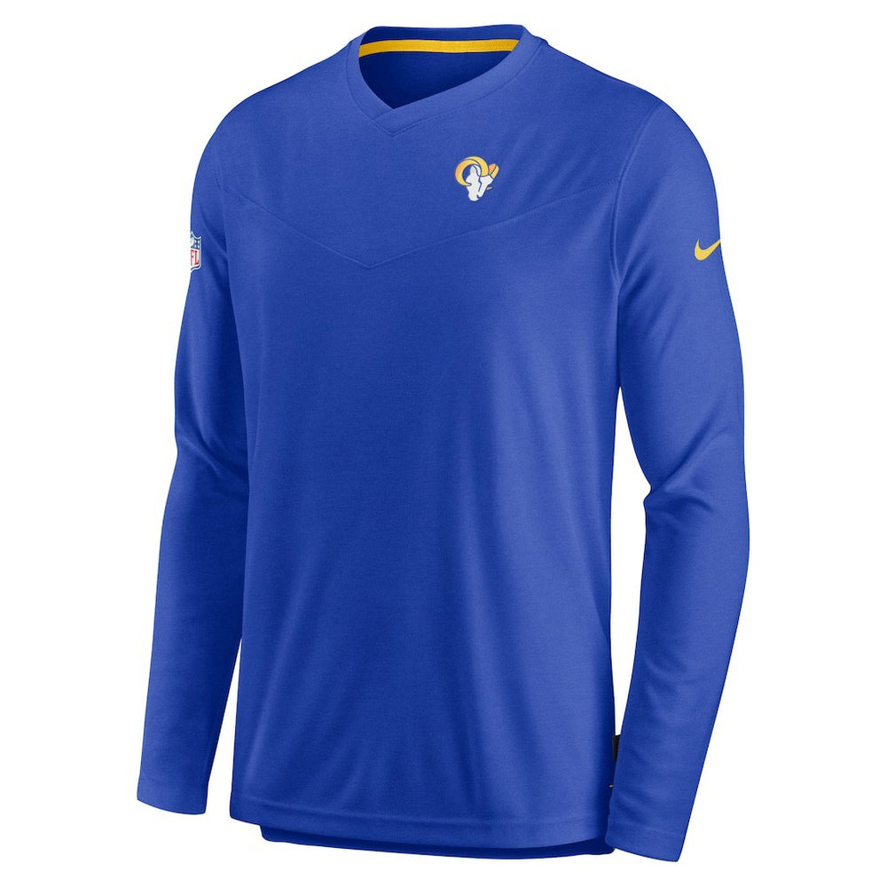 Los Angeles Rams Sideline Coach Chevron Lock Up Long Sleeve V-Neck Performance T-Shirt - Royal | Nike on sale