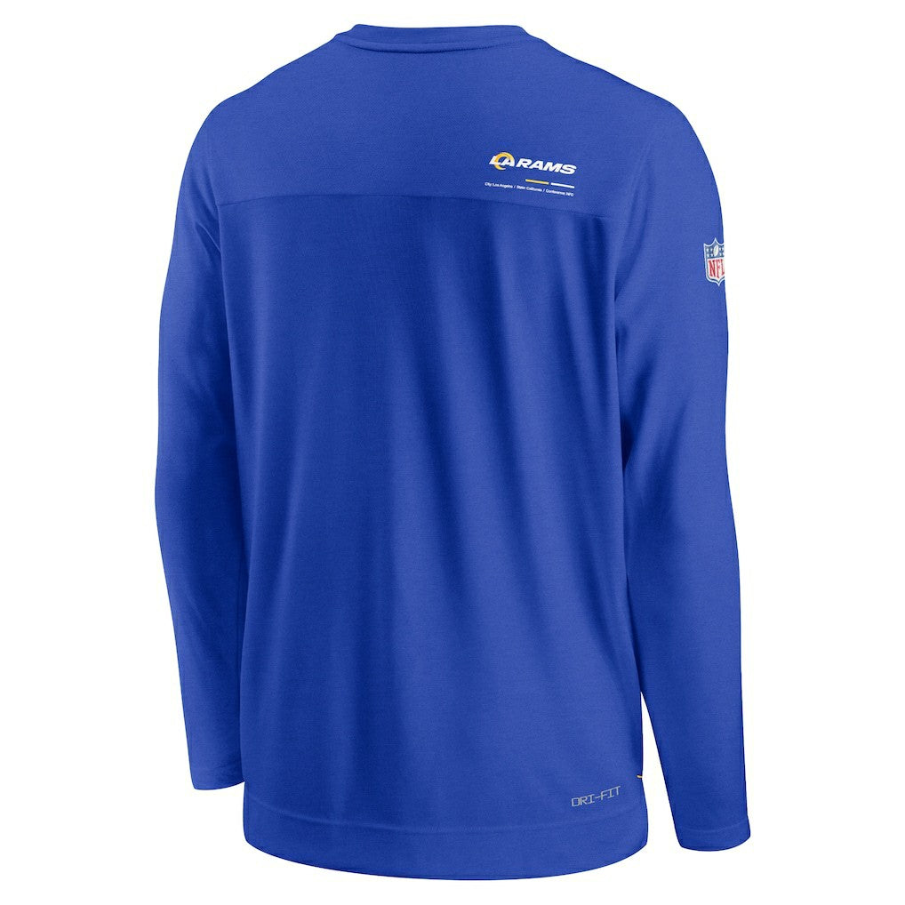 Los Angeles Rams Sideline Coach Chevron Lock Up Long Sleeve V-Neck Performance T-Shirt - Royal | Nike on sale