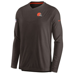 Cleveland Browns Sideline Coach Chevron Lock Up Long Sleeve V-Neck Performance T-Shirt - Brown | Nike discount
