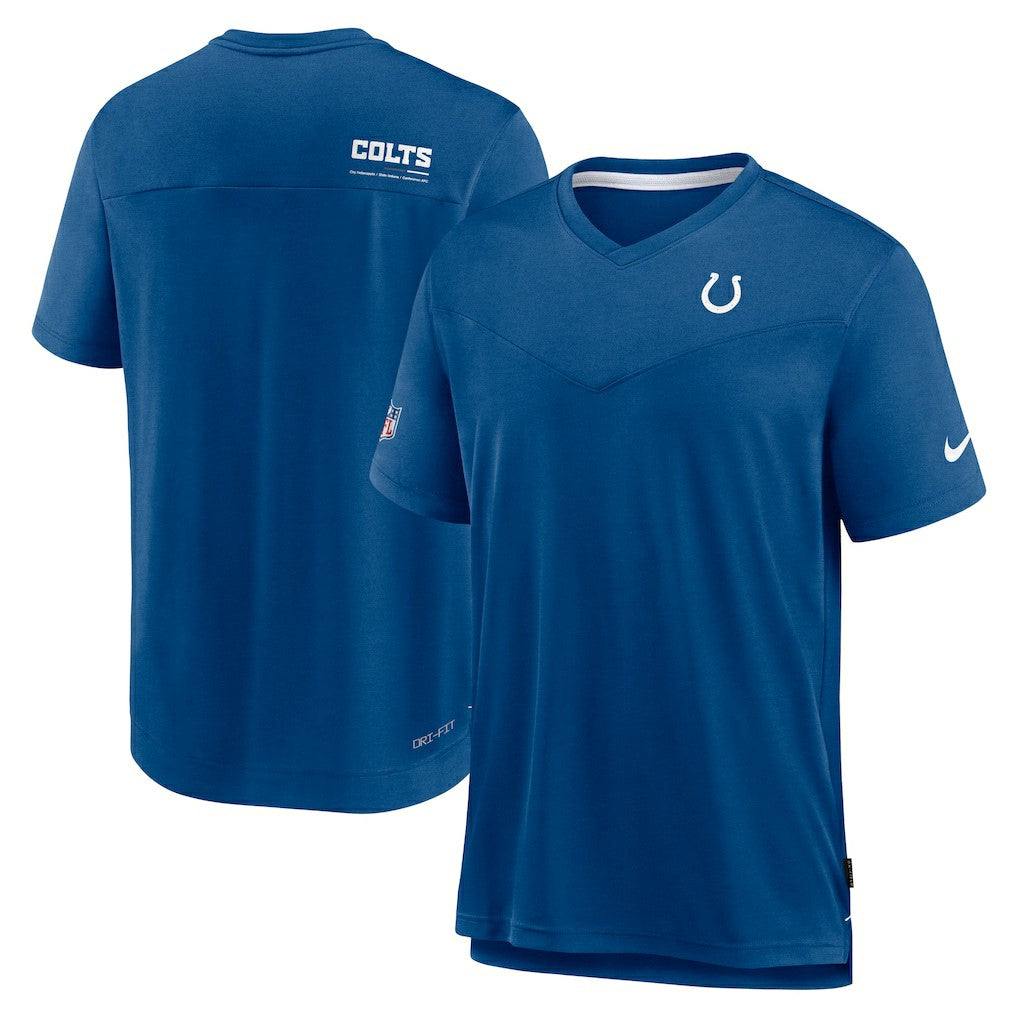 Indianapolis Colts Sideline Coach Chevron Lock Up Logo V-Neck Performance T-Shirt - Royal | Nike discount