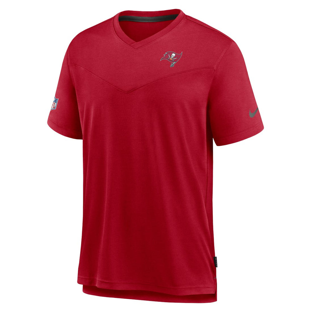 Tampa Bay Buccaneers Sideline Coach Chevron Lock Up Logo V-Neck Performance T-Shirt - Red | Nike for sale